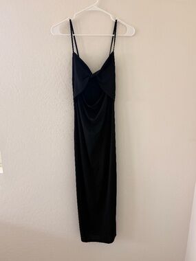 ZARA Black Midi Dress Slip Style Spaghetti Strap Minimal Elegant